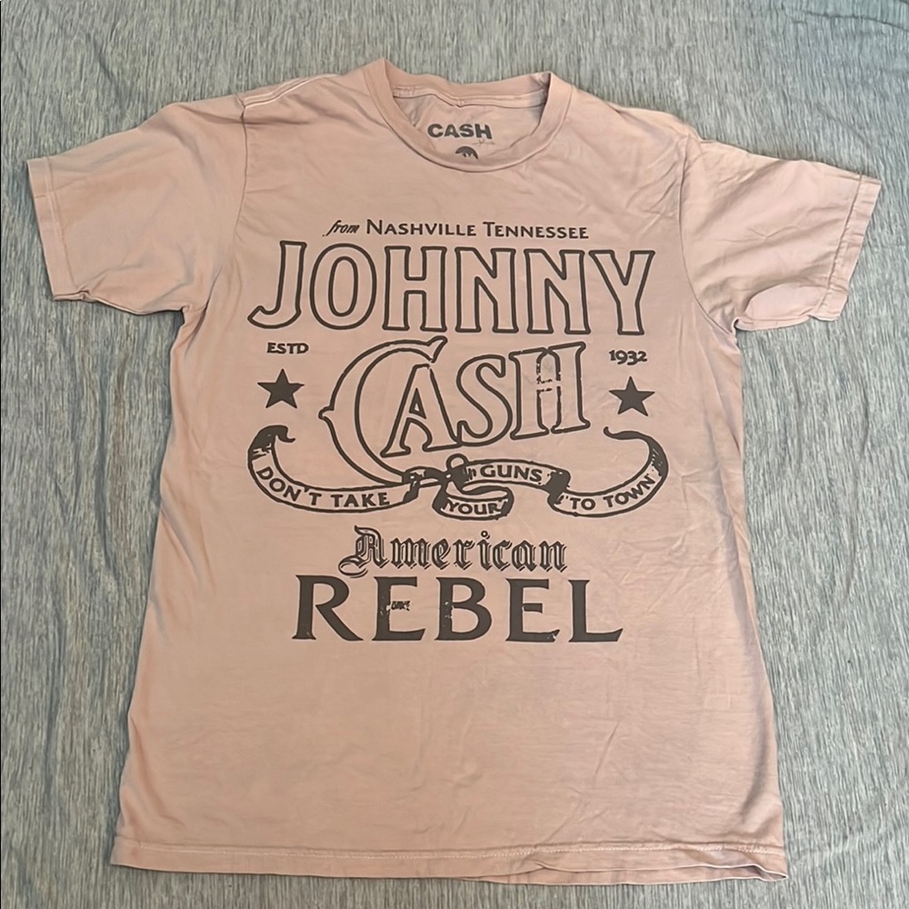 Pink Graphic Johnny Cash T-Shirt